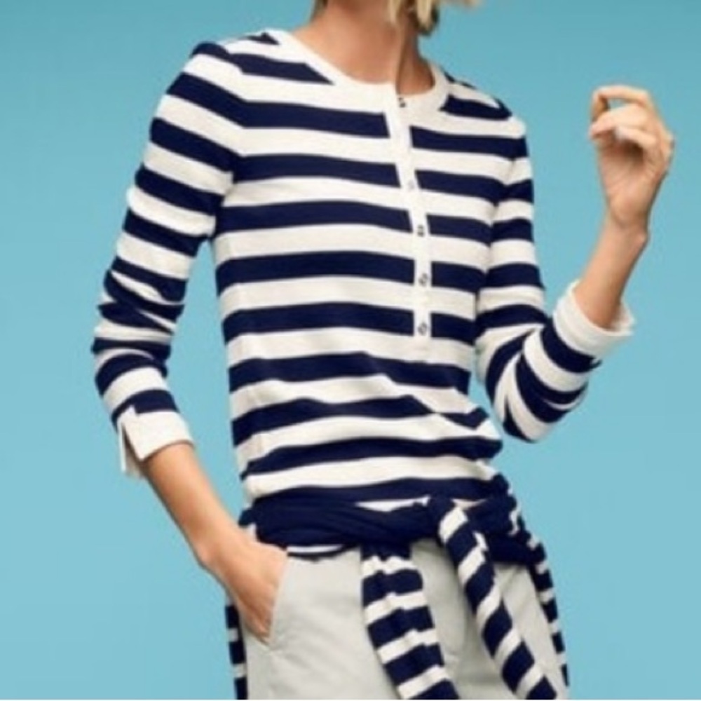 TALBOTS Talbots Black and White Striped Top - Picture 2 of 5